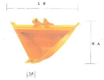 三角バケットの採寸イメージ